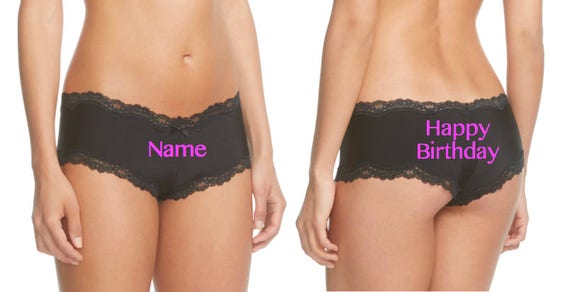 Personalized Happy Birthday Black Panties * FAST SHIPPING *