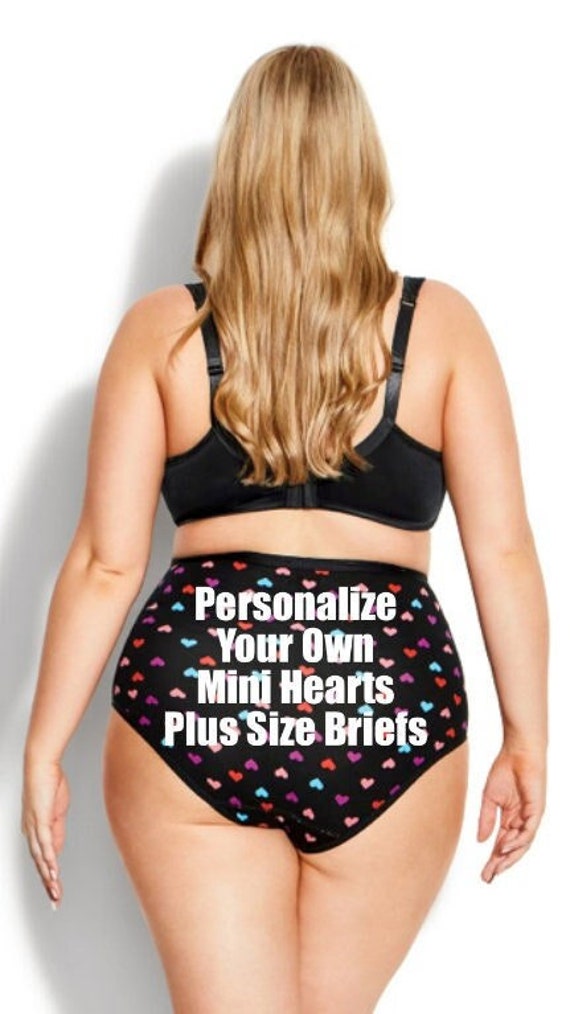 Personalize Your Own Plus Size Mini Hearts Cotton Full Brief Panties FAST  SHIPPING Valentines Panties, Plus Sizes X, 1X, 2X, 3X, 4X, 5X 