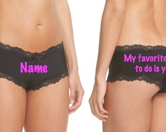 My Favorite Thing To Do Is You personalized Black Lace Trim Panty * FAST SHIPPING * Plus Size Options, Anniversary Gift, Birthday Gift