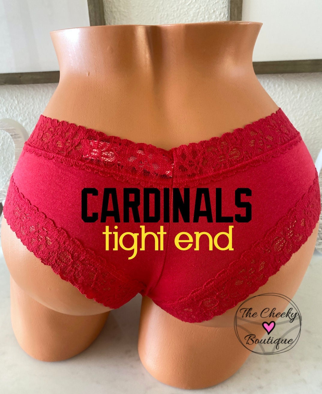 Tight End Red Victoria Secret All Cotton Cheeky Panty FAST SHIPPING  Football Panties Holiday Gift Stocking Stuffer Idea 