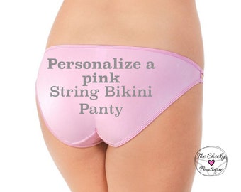 Personalize a Pink Women's Vanity Fair String Bikini Panty * FAST SHIPPING *