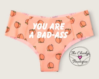 You are a bad ass NEW Personalized Peach Panties Victoria Secret No Show Cheekster Panty, FAST SHIPPING, lets get peachy panties