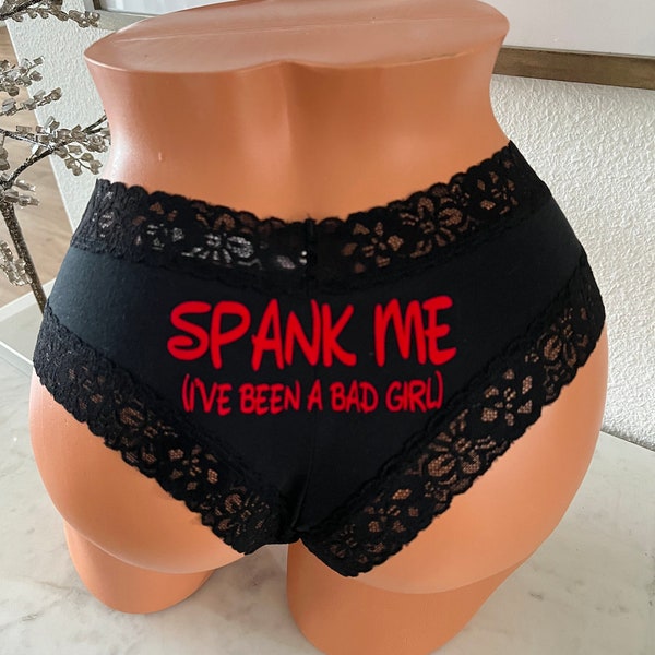 Spank Me I've Been A Bad Girl  * FAST SHIPPING * Victoria Secret All Cotton Black Personalized Underwear