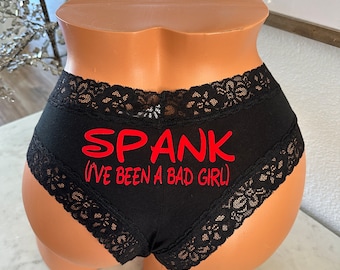 Spank I've Been A Bad Girl  * FAST SHIPPING * Victoria Secret All Cotton Black Personalized Underwear