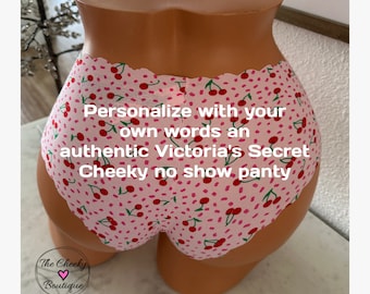 NEW Personalized Cherry authentic Victoria Secret No Show Cheekster Panty, FAST SHIPPING, Personalize with your own words