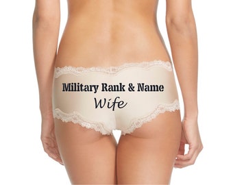 Personalize a Military Rank and Name Wife Nude Cheeky Panty * FAST SHIPPING * Military Wife, Girlfriend, Support Your Soldier