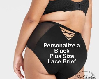 Personalized Panties Plus Size Lace Briefs, FAST SHIPPING, Sizes X, XL, 2XL, 3XL and 4XL