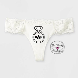 Personalized White Bridal Thong with initials, monogrammed thong, wedding underwear, bridal gift, bridal panty, wedding lingerie