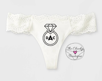 Personalized White Bridal Thong with initials, monogrammed thong, wedding underwear, bridal gift, bridal panty, wedding lingerie