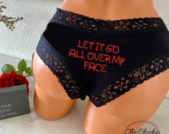 Let It Go All Over My Face Victoria Secret Black All Cotton Cheeky Panty * FAST SHIPPING * Cotton Anniversary, Christmas Gift