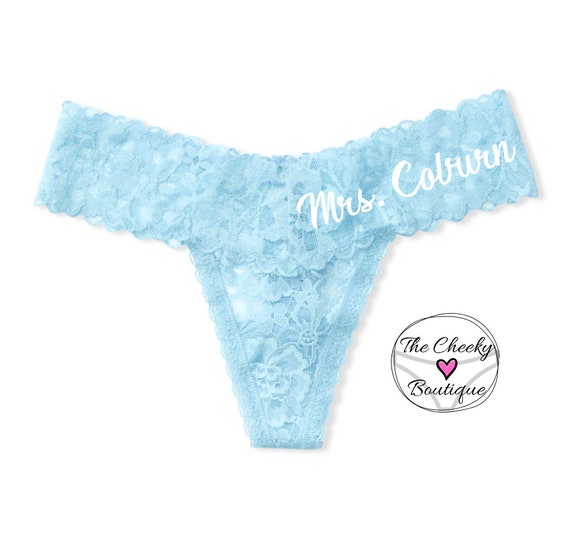 Personalized Mrs. Victoria Secret Light Blue Thong FAST SHIPPING