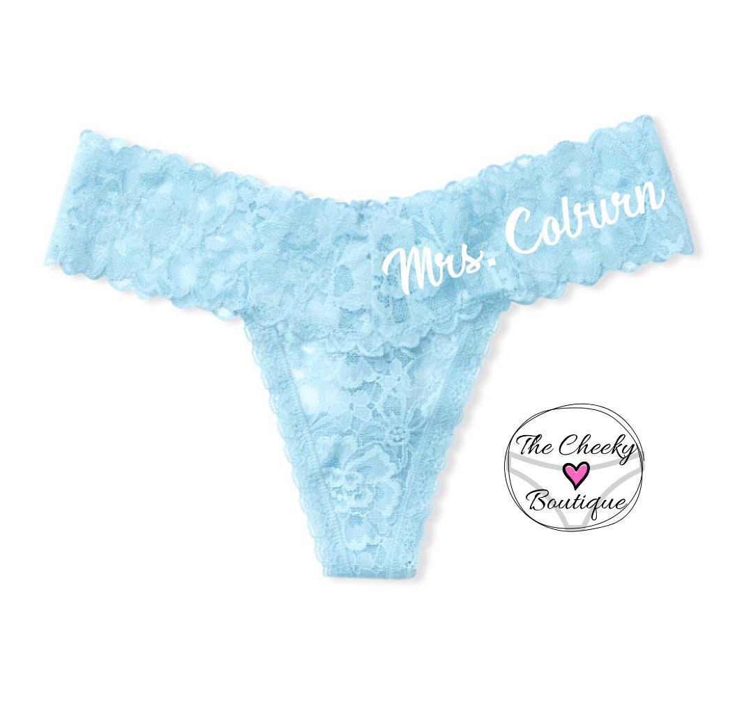 Personalized Victoria Secret Blue Lace Up Thong * FAST SHIPPING