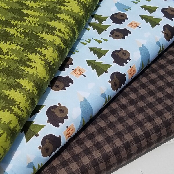Camping Fabric, Let's Go Camping Cotton Fabric by Patrick Lose