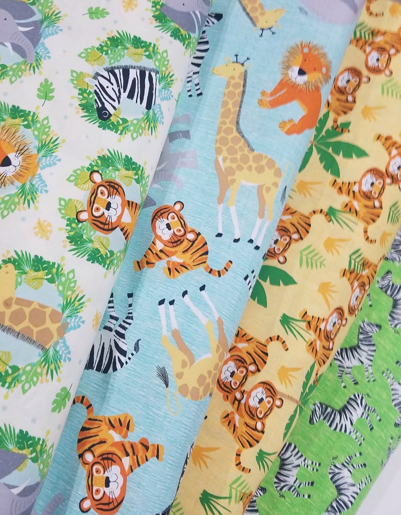 Jungle Animals Cotton Fabric Etsy
