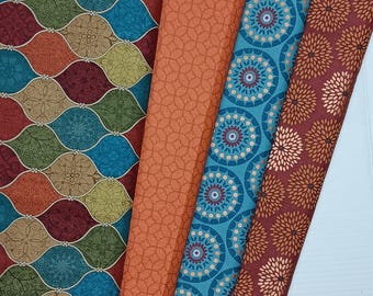 Medallion or Ogee Floral Cotton Fabric