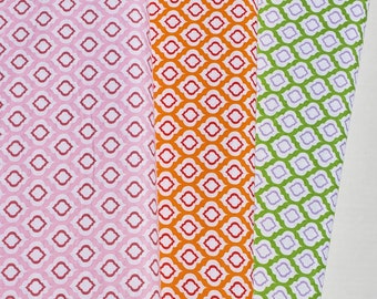 Pink and Red Fabric, Orange Fabric, WV PR Raindrop-Pink or Orange Cotton Fabric