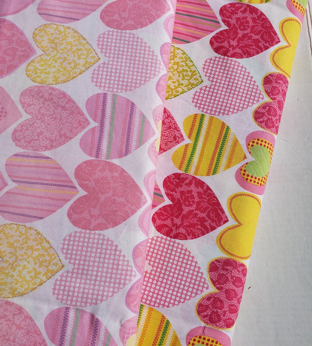 Hearts Cotton Fabric Etsy