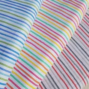 Stripe Cotton Fabric, Chains Blue Green, Yellow Pink or Black Red Cotton Fabric