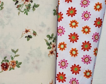 Orange Floral Cotton Fabric