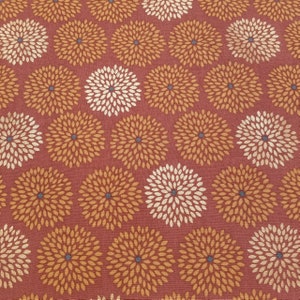 Blue Medallion Fabric, Orange Floral Fabric Cotton Fabric Flower Burst