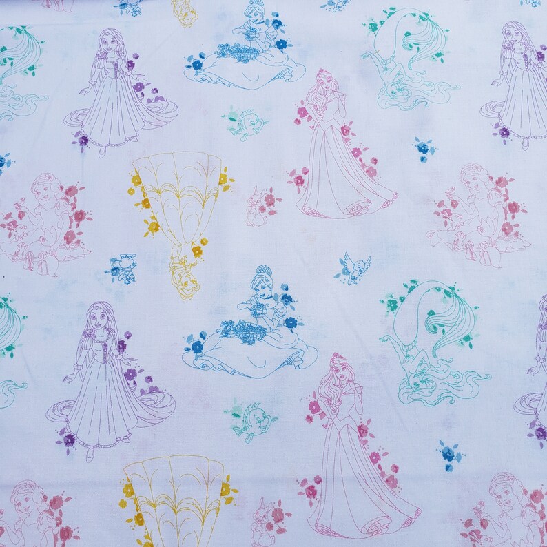 Disney Princess Cotton Fabric Etsy