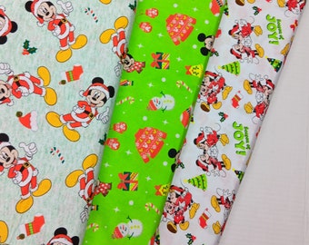 Mickey Mouse Christmas Cotton Fabric by the Yard Mickey and Friends ...