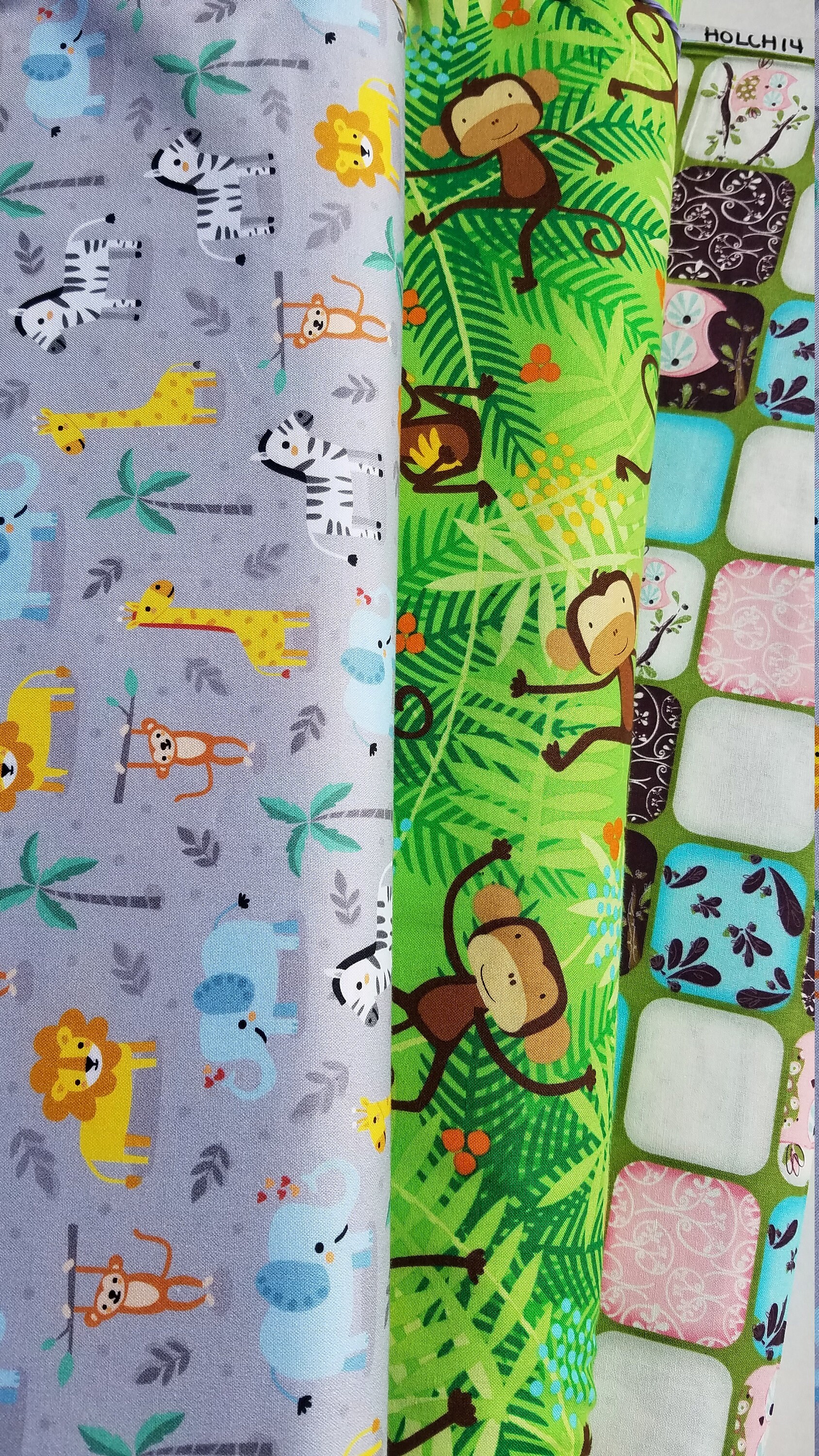 Monkey Fabric, Owl Fabric, Juvenile Fabric, Novelty Cotton Fabric