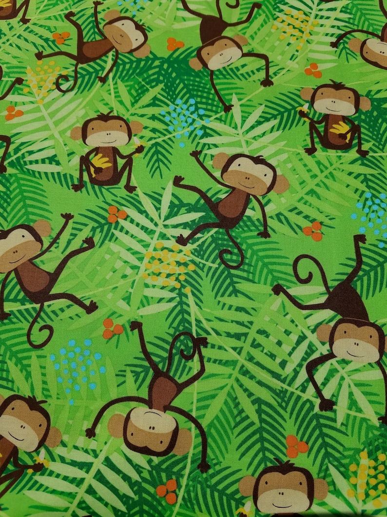 Monkey Fabric Owl Fabric Juvenile Fabric Novelty Cotton Etsy