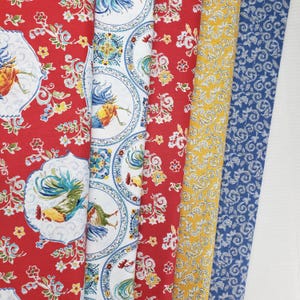 Kitchen Fabric, Morning Bloom Rooster Cotton Fabric