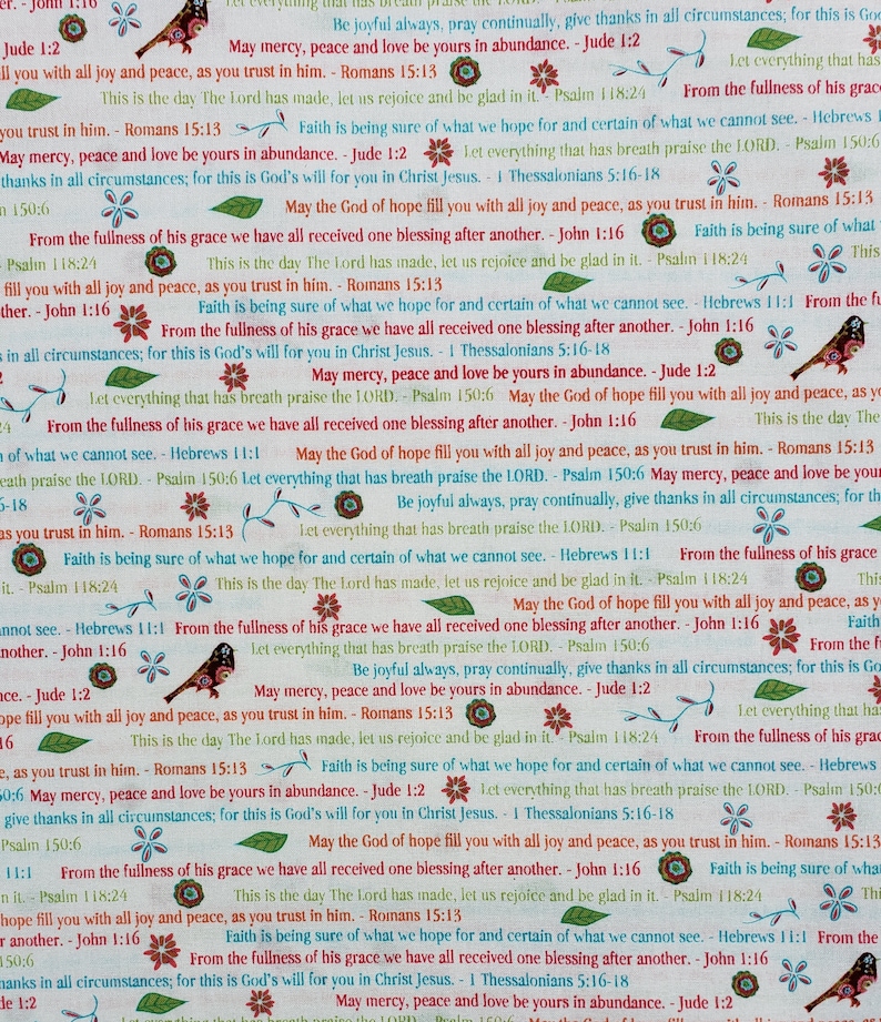Bible Verse Cotton Fabric Etsy