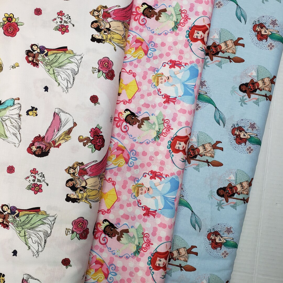 Disney Princess Cotton Fabric by the Yard - Etsy