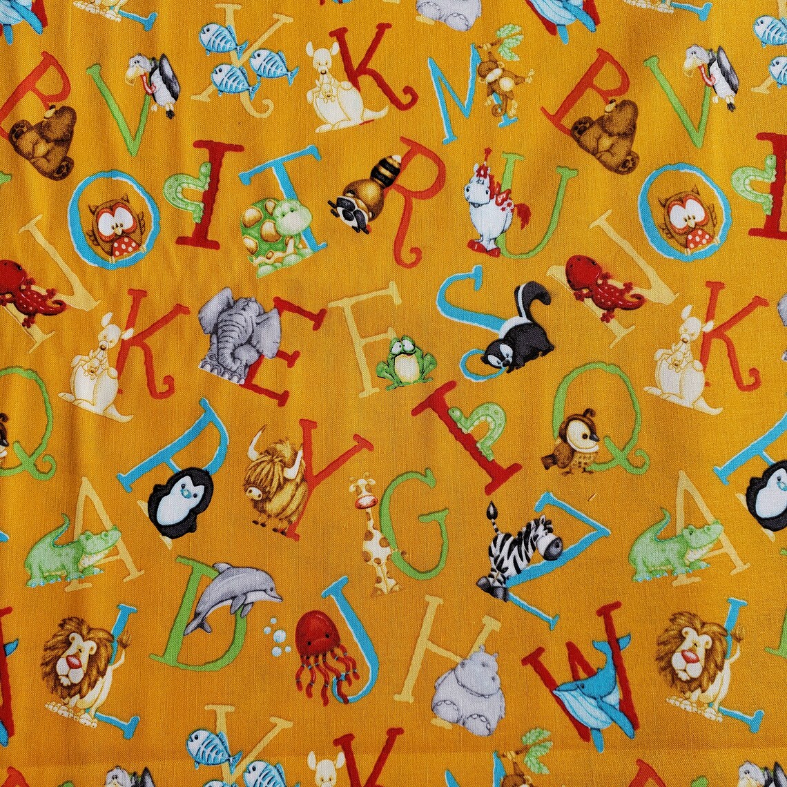 Alphabet Cotton Fabric | Etsy