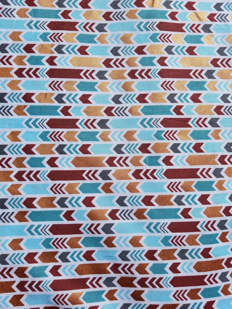 Blue Medallion Fabric, Orange Floral Fabric Cotton Fabric Arrowheads