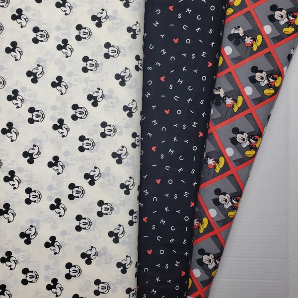 Disney Mickey Cotton Quilt Fabric by the Yard