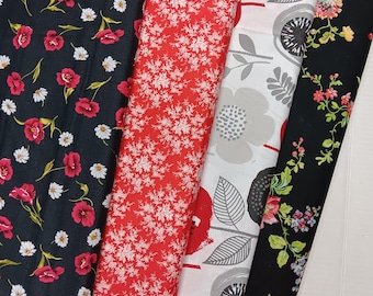 Red Floral Fabric by the Yard