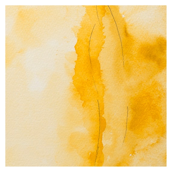 Greeting Card Yellow and Orange Alpaca Watercolor 5 x 7 12.7 x 17.8 cm - Archival Quality Ultra premium print kraft paper envelop included