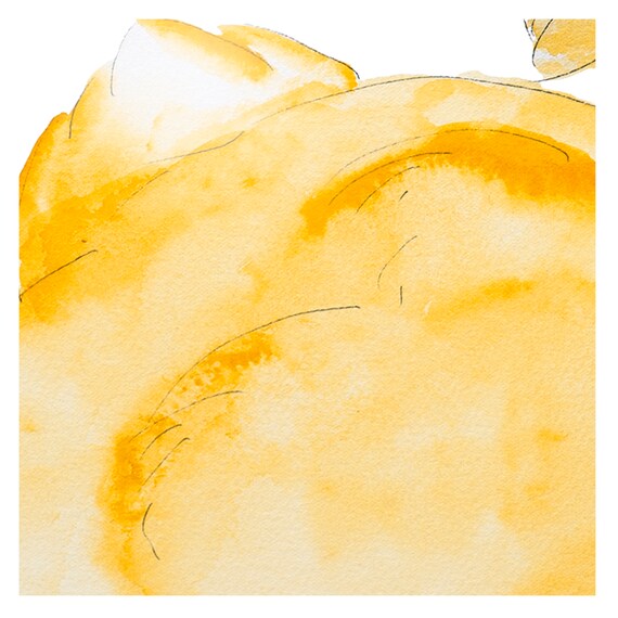 Greeting Card Yellow and Orange Alpaca Watercolor 5 x 7 12.7 x 17.8 cm - Archival Quality Ultra premium print kraft paper envelop included