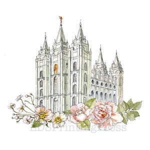 Salt Lake City LDS Temple Watercolor