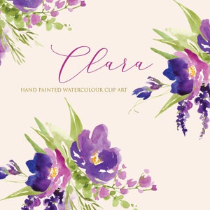 Hand Painted Watercolor Floral Clipart - Clara - Watercolour clip art