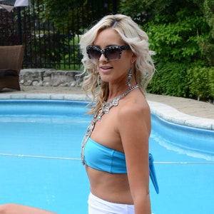 Bandeau Bikini Top, Adjustable Swimwear, Tube Tops, Strapless Bikinis with Tie Up Back, Sexy Swim Wear Beach Club Party, vacation Essentials