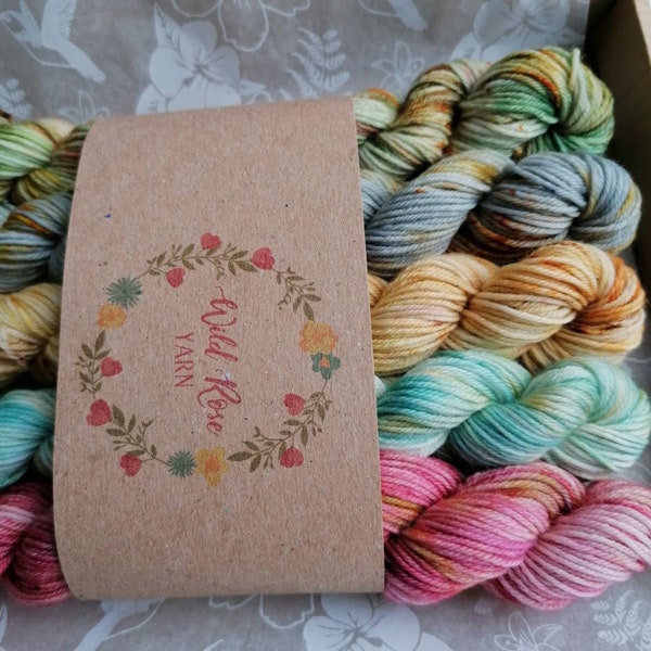 Autumn days - 5 x 20g Hand dyed yarn mini skeins merino wool hand dyed wool 4ply sock minis knitting yarn UK