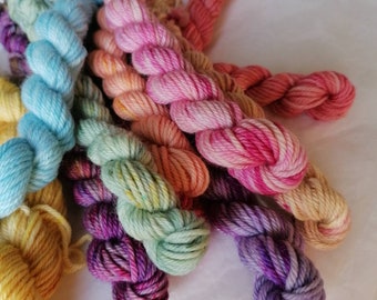 DK 5 x 10g Merino mystery minis merino mini skeins wool minis knitting yarn hand dyed yarn UK