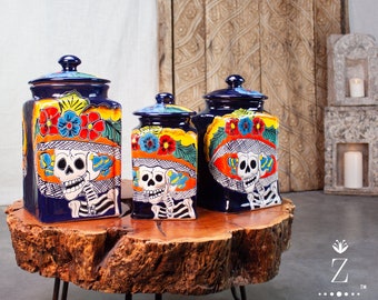 Contenitori da cucina / Catrina vintage, Contenitori in ceramica dipinta a mano.