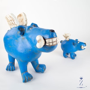 Blue Angel Dog Sculpture