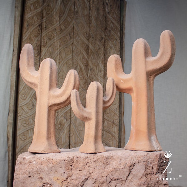 Mojave Cacti, Vintage Terracotta Sculpture set of 3