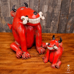 Red Devil Dog Sculpture