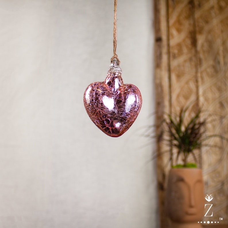 Ornamental Glass Heart Rose Mercury Glass. Hanging Glass Etsy