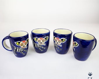 Talavera Ceramic Mugs | Blue Muertos Dog