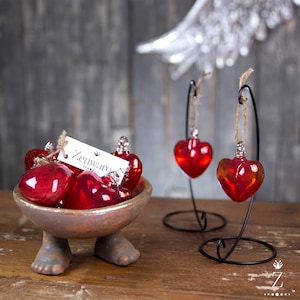 Ornamental Glass Heart with Stand. Standard Glass Colors