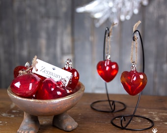 Ornamental Glass Heart with Stand. Standard Glass Colors
